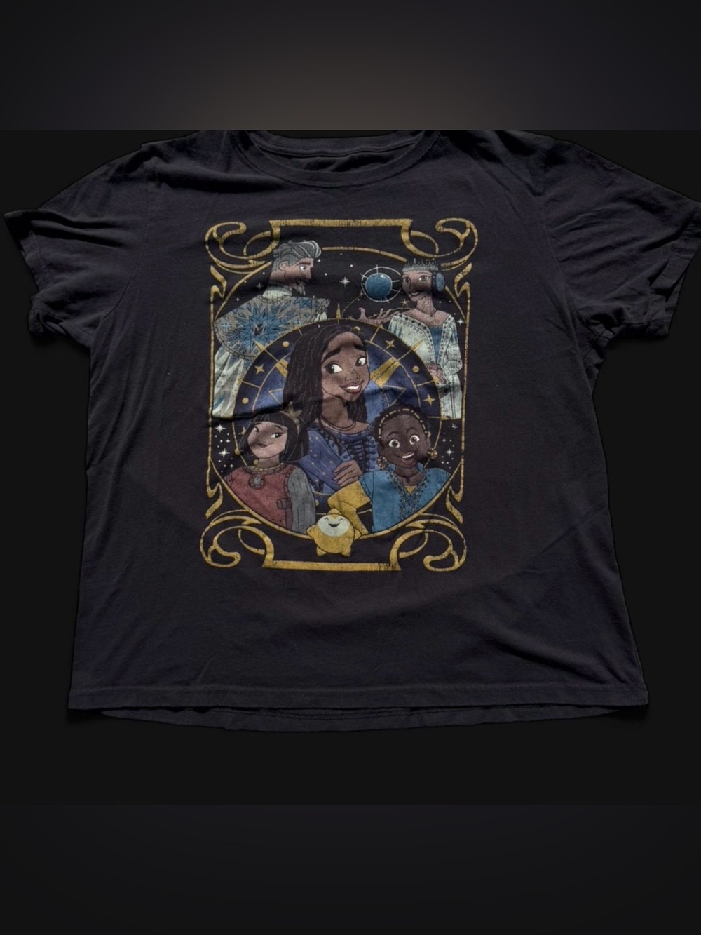 Disney Wish Movie Graphic T-Shirt Black Short Sleeve Crew Neck - Picture 2 of 6